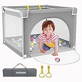 Laufstall Baby, Laufgitter Baby 90 cm, Laufstall Baby Faltbar für Apartment mit Atmungsaktivem Netz und Saugnäpfen, Sicherheitsspielplatz