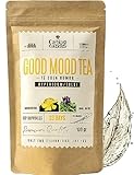 Good Mood Tea - Natürlicher Stimmungsaufheller - Stress Management & Entspannung - Kräutertee mit Johanniskraut, Grüner tee Lose, Salbei, weißer Tee, Tulsi, Vanille, Rosenblüten - 100g