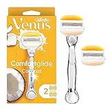 Gillette Venus Store Comfortglide mit Olaz Kokosnuss-Griff für Damen, silberfarben, 2 Stück