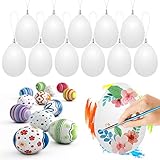 Ostereier Plastik, Ostereier zum Bemalen, 50 Stück Deko Ostern Eier, Aufhängen Eier mit Seil Ostern Basteln, Ostereier zum Aufhängen für Dekoration und Geschenk