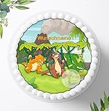 Für die Geburtstags Torte, Zuckerbild mit dem Motiv: Dinosaurier , Dino, Essbares Foto für Torten, Fondant, Tortenaufleger Ø 20cm, 0275c