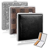 Zeawavsl 3er-Pack Hochwertiges Zigarettenetui - Fasst 20 Zigaretten, Schwarzes PU-Leder, Edelstahl, 10 x 10 x 2 cm - Für Hosen- und Hemdtaschen