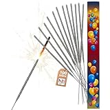 h2i Wunderkerzen | 100 Stück | 28 cm | Brenndauer ca. 60 Sek | Geburtstagskerzen Sprühkerze Spritzkerze Sternenspritzer und Funkenzauber für Party Hochzeit Silvester Geburtstag | Kat F1