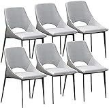 RDHKJ Modern Esszimmerstuhl Set Von 6 Küchenstühlen Moderner Mid Century Wohnzimmerstuhl Technologisches Gewebe mit Beinen Aus Kohlenstoffstahl Esszimmerstuhl (Color : Grey)