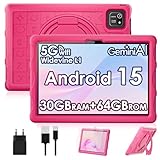 ZENTALITY Kinder Tablet 10 Zoll Android 15 mit 30GB RAM + 64GB ROM(2TB), 5G WLAN 6, Widevine L1, Elterliche Kontrolle, 8-Core, 8000 mAh, Kids Tablet mit Kinder Hülle Eva + 360° Drehbarer Ständer, Rot