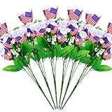XunYee Patriotische Rosenblumen, US-Flagge, patriotische Blumen, Gedenktag, künstliche Blumen, Dekoration, Amerika, Veteranen, Tag für Grabveteranen, Rot, Weiß, Blau, 6 Stück