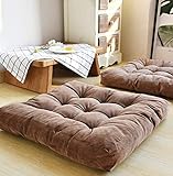 Solides quadratisches Bodenkissen, dickes Kissen, Sitzkissen, Kord, Stuhlkissen, 55,9 x 55,9 cm, Sitzkissen für Yoga, Meditation, Wohnzimmer, Balkon, Büro (braun)