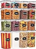 Skroam Vorratsdosen mit Deckel, Set of 16, BPA frei, Luftdicht Vorratsbehälter Aufbewahrungsbox, Küchen Organizer für Cornflakes Müsli Mehl, Vorratsbehälter mit Etiketten