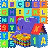 Spielwerk® 86-teilige Puzzlematte Baby Bunt 3,3m² Buchstabenteppich ABC Matten für Kinder Spielunterlage Boden Krabbelmatte Kinderzimmer Puzzleteppich Spielteppich für Kinder