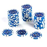 50 Poker-Chips Laser-Chips Metallkern 12g Poker Texas Hold`em Black Jack Roulette reflektierend Tokens Jetons Casino 1 Rolle Wert 1-10000 wählbar (Wert 50)