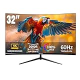 CRUA 32 Zoll 4K Curved Monitor, 3000R UltraWide VA Panel, UHD 3840x2160 mit HDR10, Adaptive Sync, 100% sRGB, Eye Care Display für Gaming, Arbeit & Entertainment - HDMI & DP