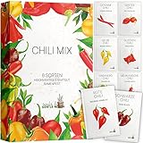 Chili Samen Set (8 Sorten) – Buntes Chili Pflanzen Set für Garten und Balkon – Chili Set mit Saatgut für Chilli Pflanzen von scharf bis mild ideal als Geschenkset