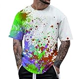 Oversized Tshirt Herren Sommershirt Lose Rundhals Shirt Weit Briefdruck Tshirt Vatertag Tshirts Kurzarm T-Shirt Casual Mode Oberteile Drucken Tops Sommer Vintage Streetwear