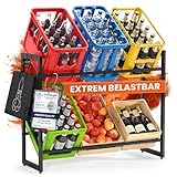 Heldenwunder Getränkekistenregal (6 Kästen) Metall Sixpack-Halter, 2 Haken | Standfest Freistehend Höhenverstellbar + Videoanleitung | Getränke-Kisten-Regal Getränke-Regal Bier-Kisten Wein-Regal