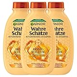 Garnier Wahre Schätze Reparierendes Shampoo Honig Schätze, kräftigt und nährt strapaziertes und brüchiges Haar, 3 x 250 ml