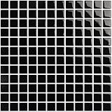 Hode 4 Stück 3D Fliesenaufkleber Bad Schwarz, Klebefliesen Küche Mosaik 23.6x23.6cm, Fliesenfolie Selbstklebende Wasserfest, Wandfliesen Selbstklebend Mosaikfliesen Küche