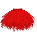 Damen Tutu Klassisch Rock Ballett Tüllrock Petticoat Unterrock Tüllrock Tutu Röcke Tüll 50er Vintage Ballet Elastisch Tanzrock Tanzkleid Ballkleid Kurz Retro Party Kostüme Tanzen Fancy Dress