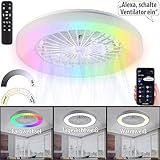 Sichler Haushaltsgeräte Ventilator Lampe: 2in1-WLAN-Deckenleuchte & Ventilator, RGB-CCT-LEDs, 30W, 1.250 lm, App (Deckenlampe mit, Lampe mit Lüfter, Wohnzimmerleuchten)