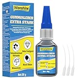 Gummikleber Extra Stark Wasserfest 30 g, Wasserfester Kleber für Gummi, Reifen, Schuhe, Gürtel, Schläuche, Matten und Weitere Gummiprodukte, mit Anti-Trocknungsspitze
