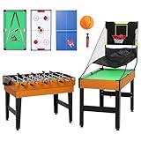 SPORTNOW 5-in-1 Multi Spieltisch Multifunktionstisch mit Tischtennis Billardtisch Tischfußball Hockey Basketball Kickertisch inkl Zubehör Spieletisch für Spielzimmer Bars Partys für Erwachsene