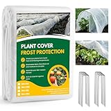 DazSpirit Wintervlies für Pflanzen 35g/m², 2 x 5 m Gartenvlies Frostschutz mit 10 Erdnägeln, Abdeckvlies für Winterschutz, Pflanzenschutz gegen Frost, und Vögel, Ideal für Hochbeet, Gewächshaus