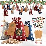 24 Adventskalender Zum Befüllen, Walliebe Adventskalender Selber Befüllen mit 1-24 Adventskalender Aufkleber + 10m Jute Hanfseile, DIY Weihnachtskalender zum Befüllen Groß Für Männer Frauen Kinder