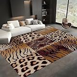 SMXVRC Sexy Leopardenmuster Schlafzimmerteppich, 70x140cm, Gepard Schlangenhaut Zebra Teppich Wohnzimmer, Komfortabel Langlebig Waschbar FußMatte Faltbar rutschfeste Teppiche für Esszimmer