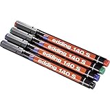 edding 140 S Permanenter Folienschreiber - 4er-Set - 4 bunte Farben - Rundspitze 0,3mm-zum Schreiben auf Glas Kunststoff Folien und glatten Oberflächen-permanent schnelltrocknend wisch- und wasserfest