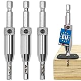 KOTARBAU® 3er Set Scharnierbohrer selbstzentrierend HSS Stahl Scharnierbohrer Set 3-teilig ⌀ 2 mm / ⌀ 2,8 mm / ⌀ 3,6 mm Zentrierbohrer Holz 1/4 Zoll Sechskantschaft Bohrersatz