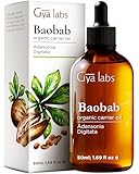 Gya Labs Bio-Baobaböl für Haare, Haut & Gesicht - 100% reines natürliches Baobab-Samenöl - unraffiniertes Baobab-Trägeröl, beruhigend & nährend (50ml)