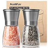 Salz und Pfeffermühle 2er Set, Gewürzmühle und Salzmühle aus Hochwertigem Glas & Edelstahl mit verstellbarem Keramikmahlwerk [Ohne Gewürzinhalt]