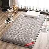 Japanische Premium-Futon-Matratze, dicke Baumwolle, Bodenbett, tragbar, aufrollbar, für Schlafsäle, Gästezimmer, Sofas, platzsparend, bequem, Grau (M: 90 x 200 cm)