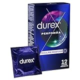 Durex Performa Kondome – mit 5 % benzocainhaltigem Gel & anatomische Easy-On-Form mit Reservoir für bequemen Sitz – 12er Pack (1 x 12 Stück), Polyisopren