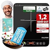 Stillstern Induktionskochplatte 2100W Schwarz, Induktionskochfeld 12-28cm, Booster-Funktion, hitzebeständige Kochmatte, leiser Betrieb, 19 Stufen, 24h Timer, Touch