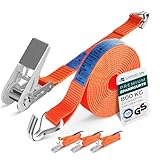 Robuste 800kg Spanngurte mit Ratsche [4er Set] - TÜV/GS Zertifiziert & DIN - Vielseitig Einsetzbar - 25mm Breite - Ideal für Professionelle Anwendungen [4M]