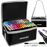 Doppelseitige Alkohol Marker + Tasche Filzstifte Stifte zum Markieren Zeichnen Malen für Kinder und Erwachsene Künstlerisches Set 168 + 2 Stück 24101