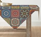 Artoid Mode Boho Vintage Geometrie Marokkanische Bunt Tischdecke, Tischwäsche Küche Tisch Dekoration Drinnen Urlaub Party Dekor 85x85 cm