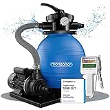 MONZANA® Sandfilteranlage Pool Selbstansaugend 10.200L/h 450 Watt 2in1 Adapter Ø32mm - 38mm Wassertester Ph Chlor 7-Wege Sandfilterpumpe Poolfilter Filteranlage