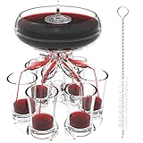 ALEVMOOM Distributeur et Support Avec 6 Verres à Cocktail, Deuxième Génération Distributeur de Liquides Cocktail Set Bar Kit Set, Multiple Distributeur de Vin Porte-outils Pour Boissons