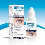 TEARS AGAIN 15ml Basic Augentropfen gegen trockene und müde Augen, Hyaluron 0,2%, Augentropfen zur Augenbefeuchtung