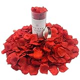 Vorgetrennte & Parfümierte Künstliche Rosenblätter Seidenrosenblätter – Perfekt für Hochzeit, Romantische Nacht, Valentinstag, Party & Event-Dekoration (1000 Stücke, Dunkelrot)