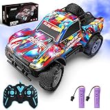 DEERC RC-Auto für Kinder 4-8 Jahre, All-Terrain Sprühfunktion RC Truck, Musik & LED-Lichtern, 2.4 GHz Fernsteuerungsauto, 2 Akkus,40 Min. Geschenk-Spielzeug für Kinder Indoor & Outdoor
