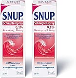 SNUP 2x Schnupfenspray 0,1% - Nasenspray mit Meerwasser - Lösung zur Abschwellung der Nasenschleimhaut bei Schnupfen - 2 x 15 ml