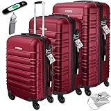 KESSER® 3tlg. Hartschalenkofferset Hartschalenkoffer Reisekoffer Set Reisekofferset Trolley Koffer Inkl. Kofferwaage + Gepäckanhänger Rollkoffer Schloss 4 Rollen ABS-Hartschale Teleskopgriff M-L-XL