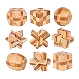 Holzsammlung 9 Stück Knobelspiele Holz, Geschicklichkeitsspiel Holz, Logikspiele IQ Spiele Geduldspiel Knobelspiele, 3D Mini Puzzle Denkspiele Spielzeug Geschenk Set für Erwachsene & Kinder, 4.5cm