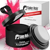 Take Hair Ansatzpuder Frauen I 100% Wasserfest inkl. Spiegel und Schwamm I 4g Haarpuder I Haarverdichtung Haarverdicker Ansatzspray I Ansatzpuder für graue Haare abdecken (Ansatzpuder Schwarz)