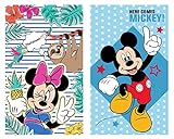 2er Pack - Set - tolle Gechenkidee für Kinder -Handtuch/Gesichtstuch/Gästetuch - 100% Baumwolle -2 er Set: 1 x Minnie Mouse und 1 x Mickey Mouse (Mehrfarbig B)