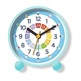 Sunshine smile Kinderwecker für Schulanfänger,Kinderwecker Jungen,Kinderwecker mit Nachtlicht,Wecker Analog Ohne Ticken Kinder,Wecker Kinder Blau,Lernwecker Kinder Ohne Ticken