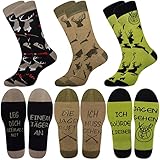 Jeasona 3 Paare Jäger Socken 43-46 für Männer Lustig Witzig Geburtstag Geschenk für Jäger Herren, 40. 50. 60. Geburtstag