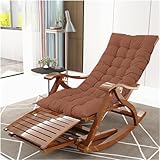 YHKJLYH Freizeit-Schaukelstuhl und Fußhocker-Set, Holzschaukelstuhl, Bambusstuhl für den Innenbereich, Freizeit-Relaxsessel-Schaukelstuhl mit Kissen, Faltbarer Liegestuhl mit Fußmassagebrett (Farbe: